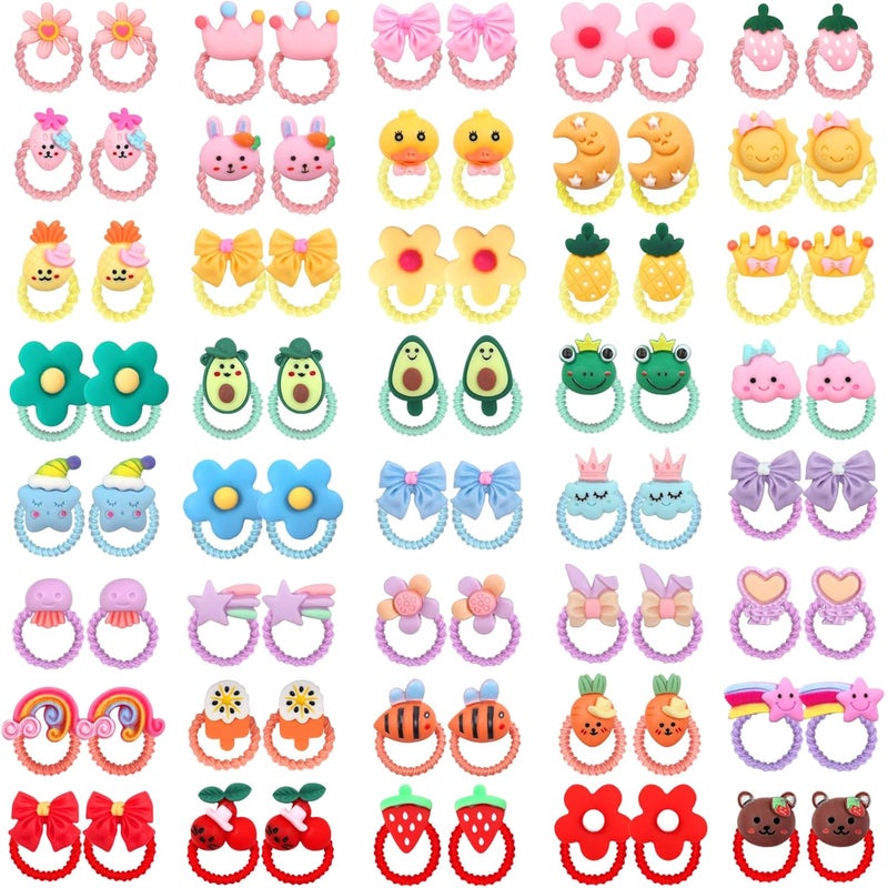 WillingTee 80Pcs Baby Hair Ties for Girls,Cute Small Hair Ties for Thin Hair,40 Pairs Ponytail Holders Elastic Hair Rubber Bands Hair Accessories for baby girls infant toddler kids - Image 2